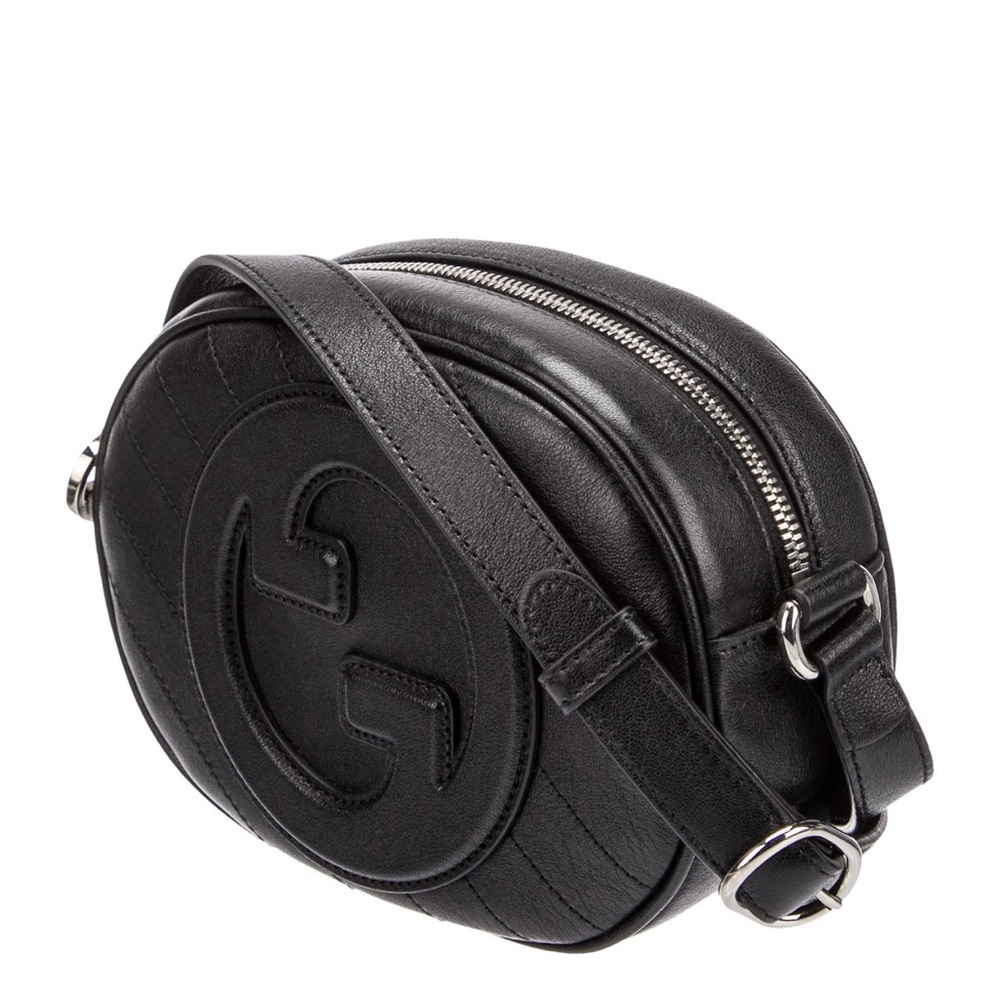 New Oval Gucci black leather crossbody bag